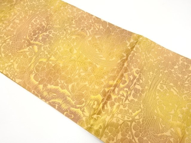 JAPANESE KIMONO / BRANCH FLOWER / LONG-TAILED BIRD PATTERN WOVEN NAGOY